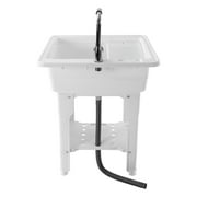 Home Laundry \u0026 Utility Sinks, Plastic Freestanding Washing Room Laundry Tub Sink with Washboard Faucet Drain Kit for Washing Room Basement Garage Garden Laundry Room